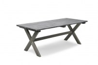 Shabby Chic Tisch gebürstete Tischplatte mit grauen Lasur Kiefer L 195cm B 86cm 595.001